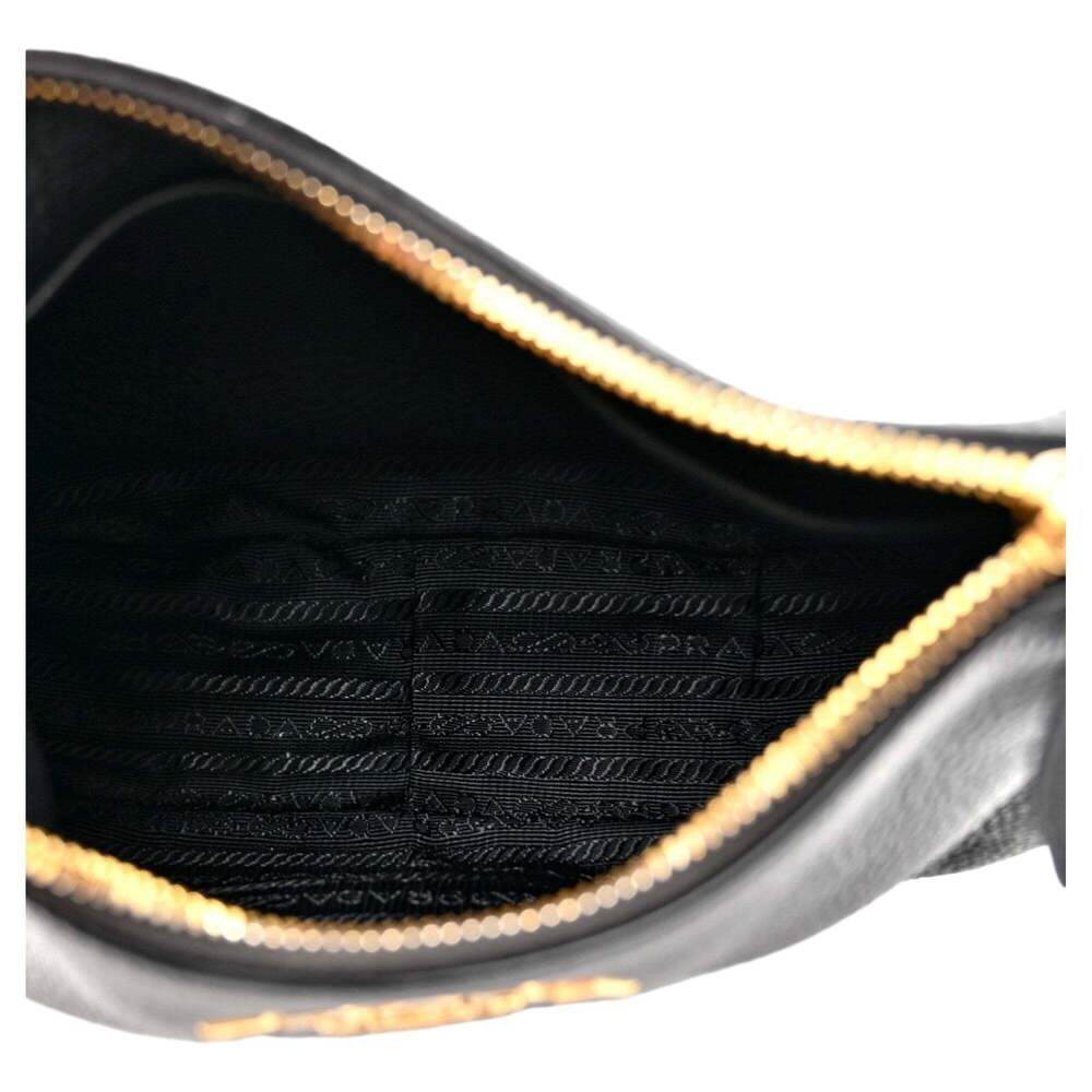 Prada Vitello Phenix Zippered Messenger Hobo Black Leather Shoulder - Picture 3 of 5